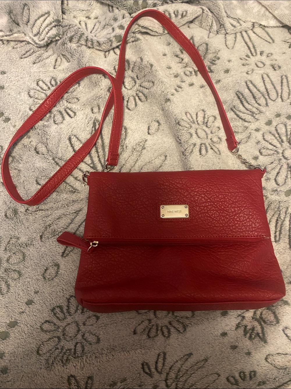 Nine West Vibrant Red Fold-Over Crossbody Bag
